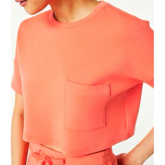 SPANX Tops - Spanx AirEssentials Cropped Pocket Tee Sunset Peach Soft Traveling Crop Top L
